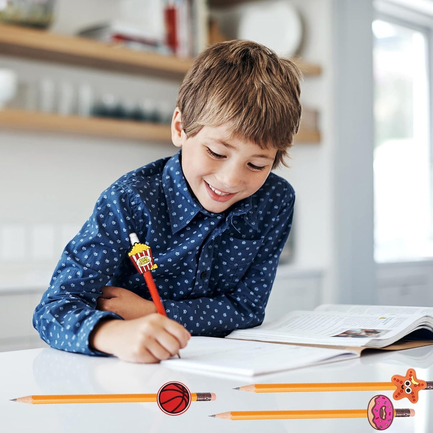 Zddaoole Cute Pencil Toppers - 60 Pcs Assorted Designs for School Prizes & Classroom Rewards