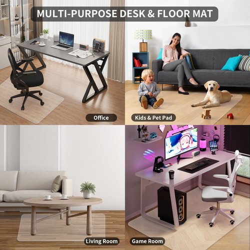 Clear Office Chair Mat for Hardwood Floors, 63" x 51" Extra Large Chair Mat for Hard Wood and Tile Floor, Heavy Duty Floor Protector, Anti-Slip Floor Mat for Rolling Chair,Computer Desk, L Desk