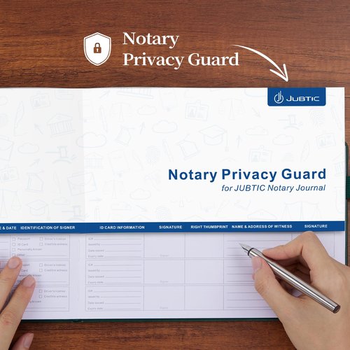 JUBTIC Notary Journal Log Book - Notary Public Journal of Notarial Acts - Notary Supplies with Privacy Guard– Horizontal, 378 Record Entries, 128 Numbered Pages, Hardcover, 10x7″ (Dark Green)