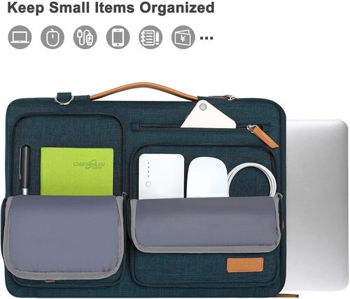 MOSISO 360 Protective Laptop Shoulder Bag - Compatible with 15-15.6 Inch MacBook Pro & More | Teal Green