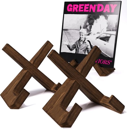 Recximi Vinyl Record Stand - Premium Wood Display for Easy Assembly | 2 Pack Now Playing Holder
