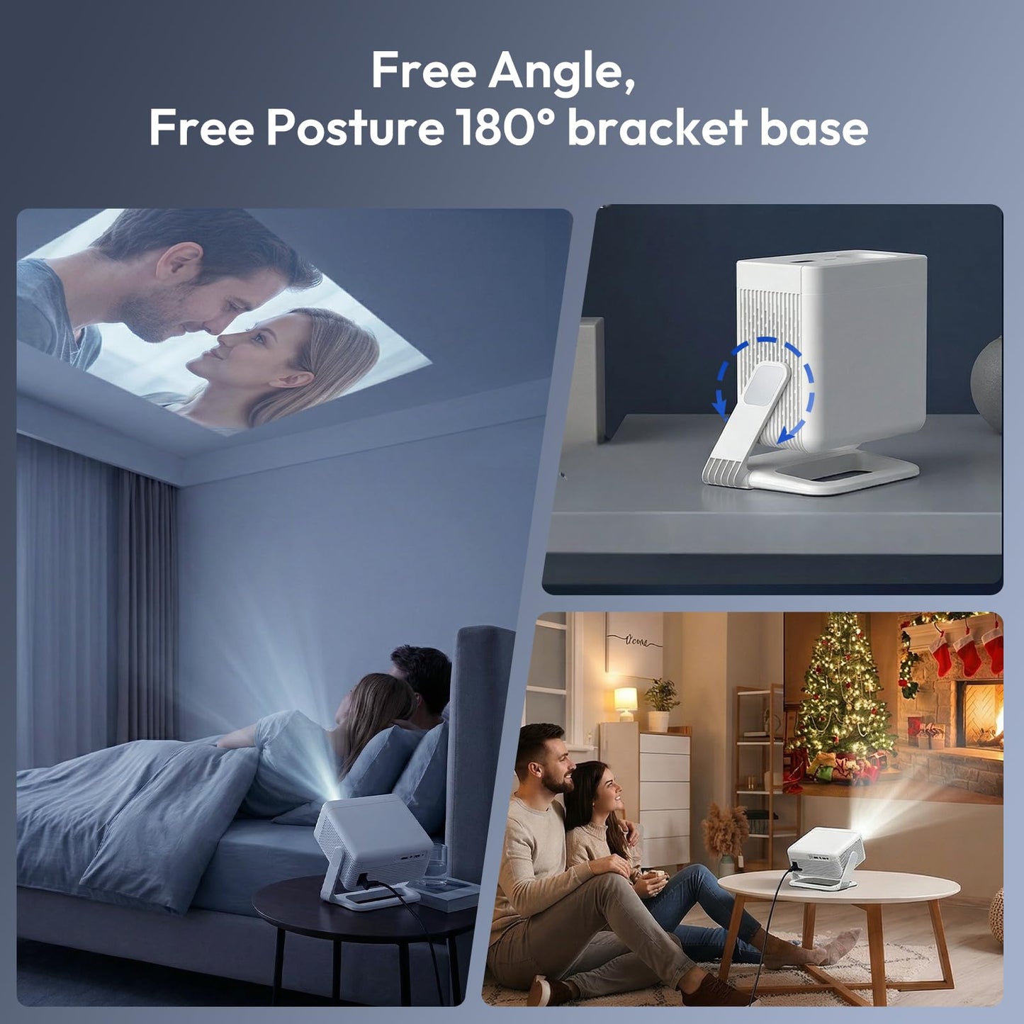 Projector with WiFi and Bluetooth Supports 4K 1080P Portable Smart Projector, XGODY Gimbal A1 Auto Focus, 6D Auto Keystone Correction, 180° Rotation, Android 14 Home Theater Movie Projector