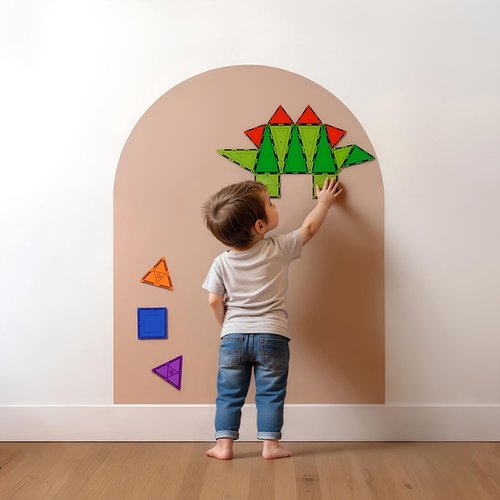 Orelle MagicWall | Magnetic Wall Decal Arch | Peel and Stick Magnetic Chalkboard for Wall | Kids Wall Decals | Playroom Essentials | Includes Chalk & Holder | Large | 31 x 39 | Mocha