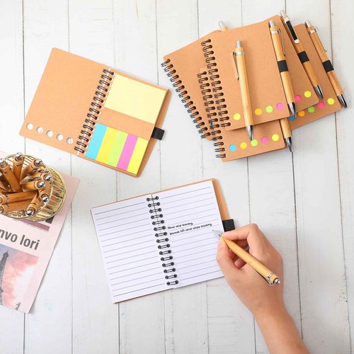 Chuangdi 50 Sets Employee Appreciation Gifts Bulk, Operation Christmas Gifts, Inspirational Kraft Spiral Notebook with Sticky Notes and Bamboo Pen, Motivational Team Supplies for, Students, Teachers