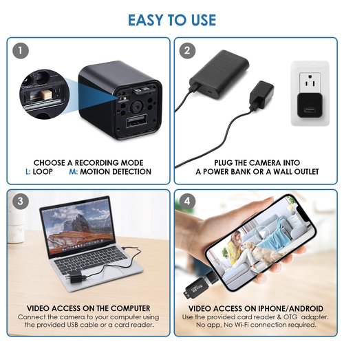 IZNVEE Charger Camera HD 1080P Nanny Cam Wall Outlet, Motion Detection