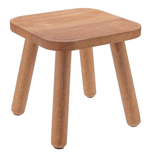 Wooden Step Stool for Adults, Kitchen Stepping Stools with Four Assembled Legs and Non-Slip Pads, Portable One Step Foot Stool Sitting Stool for Bathroom, Living Room, Bedroom (Walnut Color)