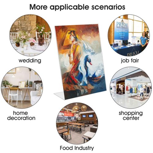 SVOPY Acrylic Sign Stand Holders - 8.5 x 11 Inches Clear Plastic Table Paper Display Stand, Suit for Displaying Posters, Picture, Flyers, Menu - 24 Pack