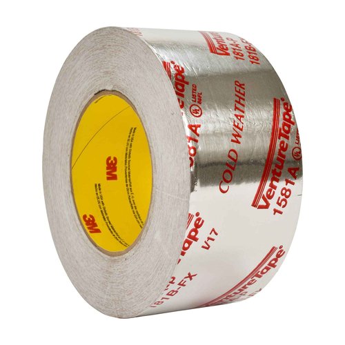 3M Venture Tape UL181A-P Aluminum Foil Tape 1581A, Rigid and Flexible Duct Seaming, Durable, Cold Weather Adhesion, 3.89 in x 60 yd, 2 mil
