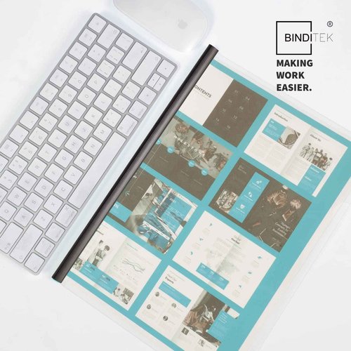 Binditek 100 Pack Clear Report Covers with 9mm Sliding Bars, 70 Sheet Capacity, Black and White Binding Bars, Letter Size, for Students and Coworkers