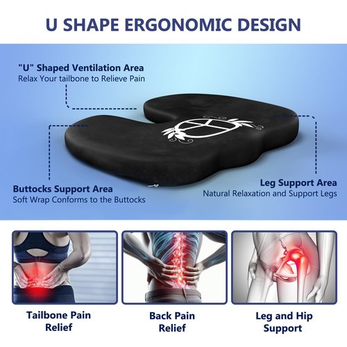 Memory Foam Seat Cushion for Enhanced Comfort,Car Seat Cushion - Pillow Cushion with Cooling Gel, Extra Velvet Cover, and Peace Embroidery