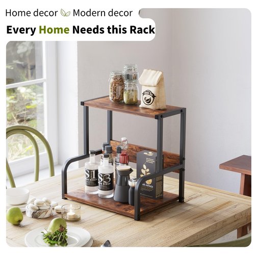 VonDream Vinyl Record Storage, Office Desk Shelf Organizer, Wood Desktop Bookshelf Supplies Rack,Multi-Functional Rack for Spice and Cosmetic