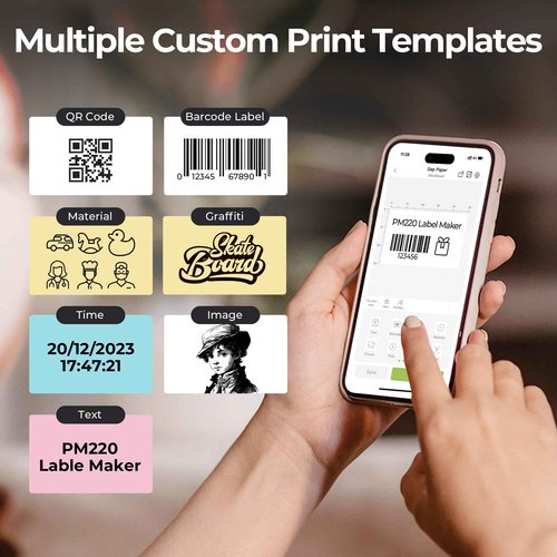 Thermal Labels for Nelko PM220 Label Maker, 2'' x 1.18'' (50x30mm) Thermal Sticker Label, Waterproof, Multi-Purpose Label Tape, 6 Roll of 230 Self-Adhesive Thermal Paper (White)
