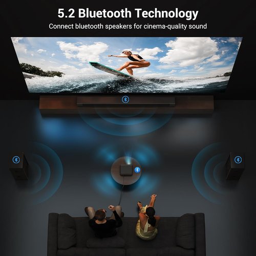 HAPPRUN 4K Smart Projector - 1500 ANSI Lumens, Dolby Audio, Wi-Fi & Bluetooth - 300-Inch Screen for Home & Outdoor Use