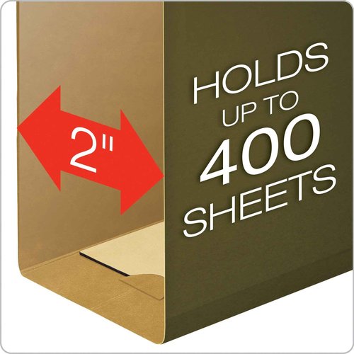 Pendaflex Extra Capacity Reinforced Hanging File Folders, 2", Legal Size, Standard Green, 1/5 Cut, 25/BX (4153x2) & Recycled Hanging Folders, Legal Size, Standard Green, 1/5 Cut, 25/BX (81622)