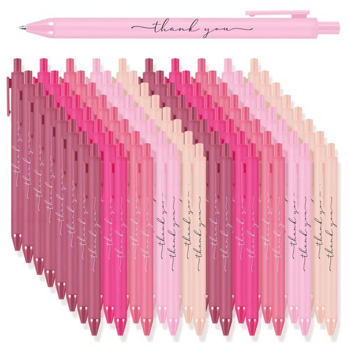 Dispowreath 200 Pcs Breast Cancer Awareness Thank You Pens Bulk Pink Candy Bridal Shower Ballpoint Pen for Women Wedding Baby Shower Server Waitress Coworker Teacher Physician Medical Assistant Gifts