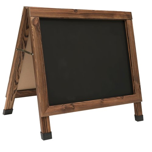 Excello Global Products A-Frame Combo, Chalkboard and Coroplast Poster Holder, 18x24, Rustic Brown