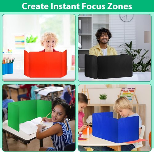 Skiennix 12 Pcs Colorful Desk Dividers - Waterproof Plastic Privacy Shields for Classroom Use