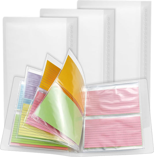 Bercoor Index Card Holders - 3 Pack for 240 Cards | Organizer Pouches for Notes, Study & Recipes