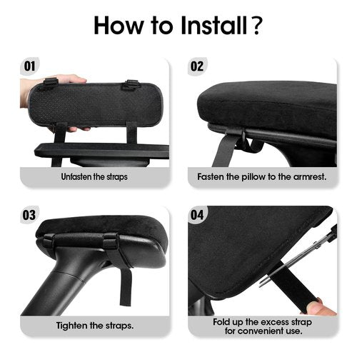 ZNCMRR 2 Pack Office Chair Armrest Pads Covers with Memory Foam Elbow Pillow for Forearm Pressure Relief, Black Arm Rest Covers for Office Chairs, Wheelchair, Comfy Gaming Chair(Black)