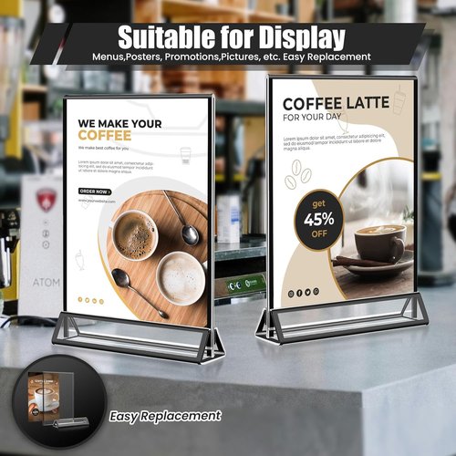 Skiennix 15-Pack Acrylic Sign Holders - 5x7 Vertical Black Frame for Weddings & Events | Clear Table Menu Displays