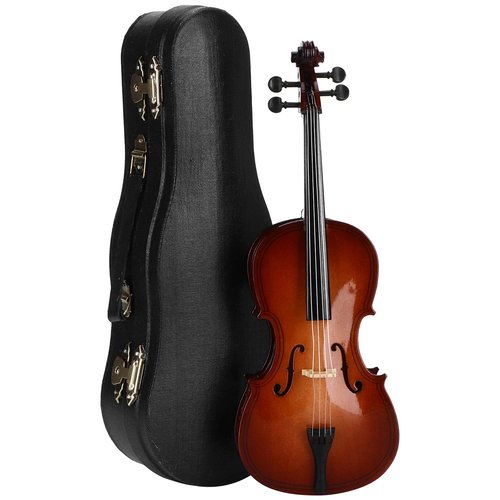 Wnvivi Miniature Wooden Cello Model,Mini Wood Cello Ornament with Display Stand and Cello Box,Musical Instrument Model Decoration