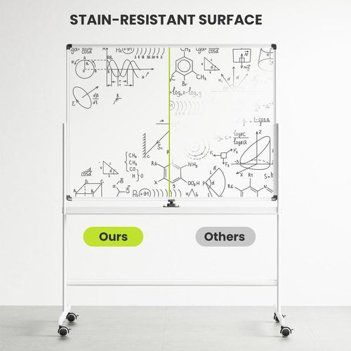 VUSIGN 36" x 48" Mobile White Board on Wheels, Double Side Dry Erase Board with Stand, Large Aluminum Frame Standing Rolling Whiteborad for Office, Home,School