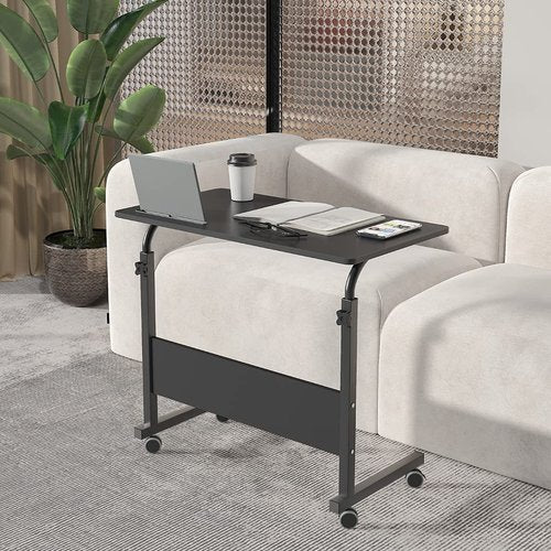 SogesPower 31.5 inches Mobile Laptop Desk with Slot Adjustable Side Table Computer Stand for Bed Sofa, Black