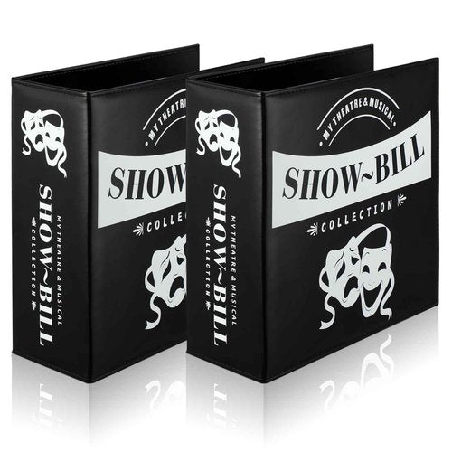 Sinload 2 Set Show Bill Binder with Sleeves for Broadway and Theatre 3 Ring Theater Program Holder with 40 Sheet Protectors PU Leather Playbill Binders Broadway Playbill Holder (Black)