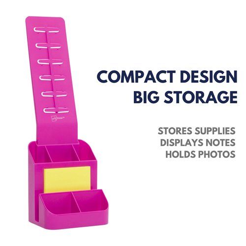 Desk Supplies Organizer Caddy | Desk Stationary Organizer & Photo Display | Sticky Notes Included