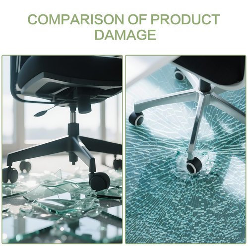 LAMCHMOR Tempered Glass Chair Mat, 36"x46" Beveled Edge Glass Clear Office Chair Mat with Polished Edge&4 Nonslip Pads Glides Smoothly, Suitable for Carpet or Hardwood Floors