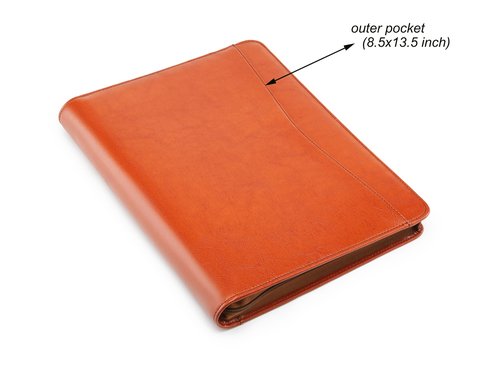 Vegan Leather Portfolio, Brown leather Padfolio, 10x13.5 inch briefcase with 3 Ring Binder, Faux leather Portfolio fit for A4 Letter Size notepad, Leather padfolio for Men and Women