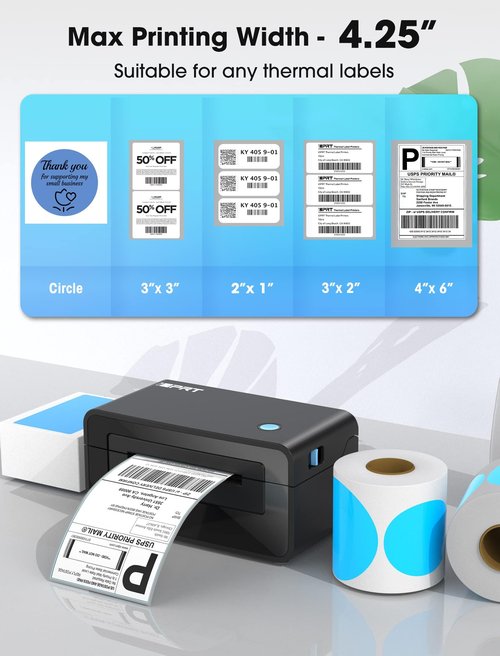 iDPRT Bluetooth Thermal Shipping Label Printer for Phone, 4x6, Supports Windows/Mac/iOS/Android, Ideal for Small Business and Shipping Packages
