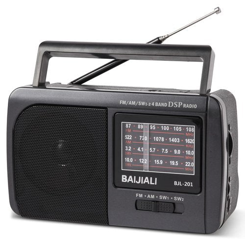 Portable AM/FM/SW1/SW2 Shortwave Radio - Retro Transistor Design with 3W Speaker, Battery Operated for Home Use, Outdoor & Emergency Survival (BJL-201)