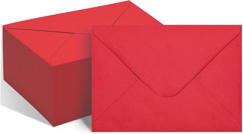 Regine Switzerland A7 Red Envelopes - 50 Pack V Flap 5x7 Invitations for Graduation, Baby Shower, Wedding