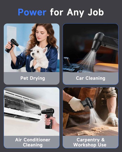 Compressed Air Duster, 150000RPM Super Power Cordless Electric Air Duster, Fast Charging Rechargeable Air Blower Vacuum Cleaner 3-Gear Adjustable for Computer, Keyboard, Car, Outdoor and Home