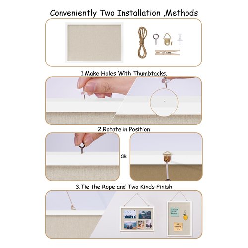 DAHAPYBOO Cork Board with Linen White,Bulletin Board 17"x12" Hanging Corkboards for Office Home School Message Board or Vision Board Decoration.
