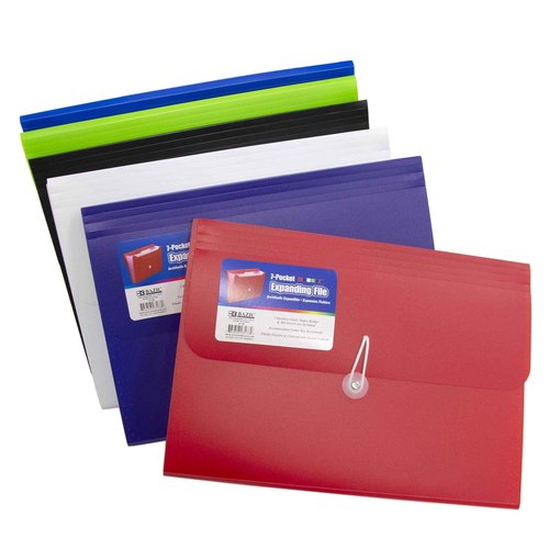 BAZIC Products Expanding File Folder 7 Pockets w/A-Z Tab Monthly Tabs, Letter Size Plastic File Pocket Folders, Office Paper Documents Organizer, 12-Pack