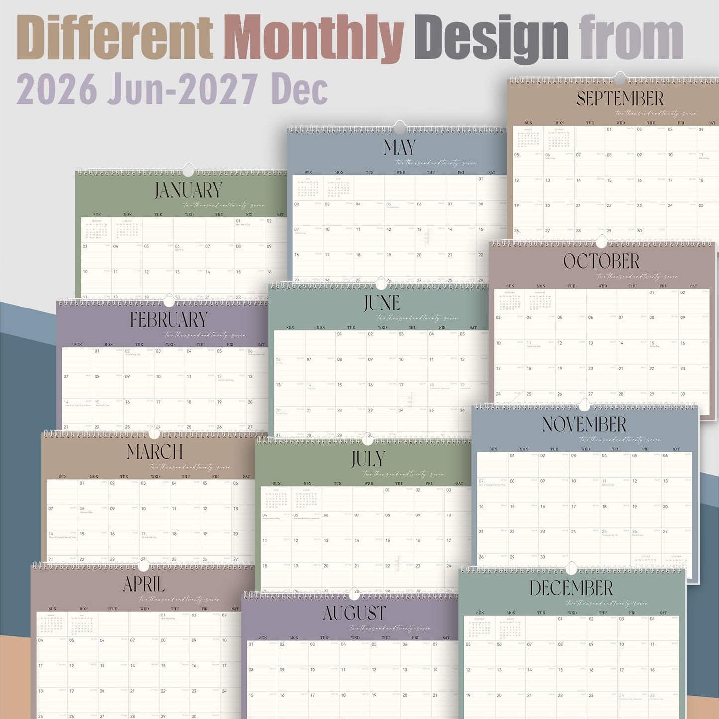 GuassLee Desk Calendar 2026-2027, 19-Month Hanging Desk/Wall Calendar From 2026 Jun-2027 Dec., 14" X 11" Monthly Planner With Thick Paper Spiral Bound For Office Home School Organizing & Planning