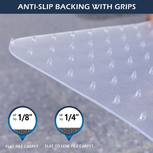 Chair Mat for Carpet, SALLOUS 46" x 60" Office Chair Mat for Carpeted Floors, Heavy Duty Vinyl Floor Mat with Grips, Floor Protector Computer Desk Mat for Home Office (Clear, Rectangular)