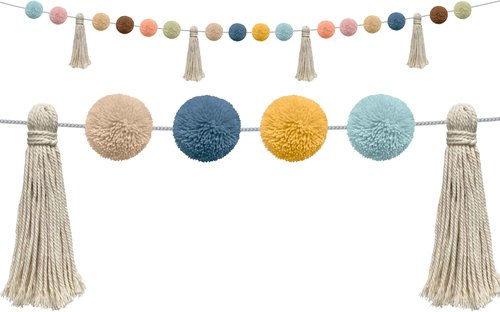 Light Mauve Better Than Paper® Bulletin Board Roll & Everyone is Welcome Pom-Poms and Tassels Garland (TCR7157)