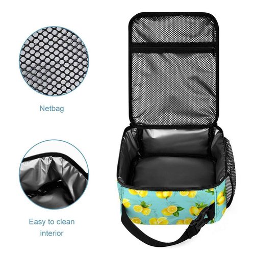 Psecoll 3pcs Cartoon Lemon & Leaf Backpack Set, Multi-functional Laptop Bag 17in Water Resistant Travel Daypack, Large Capacity Double Shoulder Backpack With Lunch Bag (Cartoon Lemon & Leaf