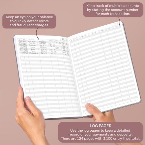Skyline Accounting Ledger Book – Columnar Log Journal for Personal Use & Small Business Bookkeeping – Expense Log to Track Money Operations – Large Format, 7x10″, 4,712 Entries Total (Gray)