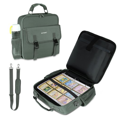 3 Ring Zipper Binder 500-Sheet Zipper Binder Adjustable Shoulder Strap & Handle for 14 Inch Laptop for School and Office (Green)