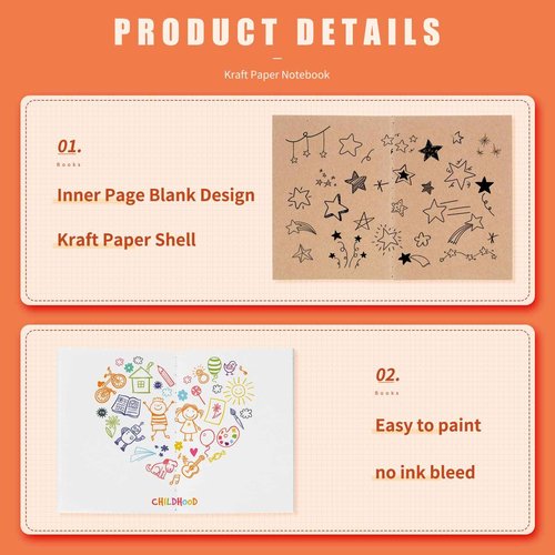 Sherr 200 Pack Kraft Small Notebooks Bulk A6 Blank Unlined Pocket Notebook Mini Kraft Paper Journals Mini Sketchbooks for Travelers Home Office School Supplies, 4 x 5.5 Inch(Brown)