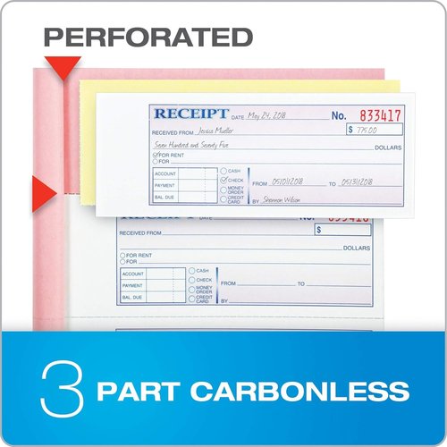 Adams Money and Rent Receipt Book, 3-Part, Carbonless, White/Canary/Pink,7 5/8" x 10 7/8", 100 Sets per Book (TC1182) (12 Pack) (Two 6 Packs)