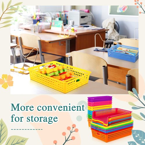 Boao 24 Pack Classroom Turn in Trays Plastic Paper Storage Bins with Pencil Baskets, Teacher School Turn in Bins Bulk, Stackable Storage Organizer for Office Desk Back to School Supplies
