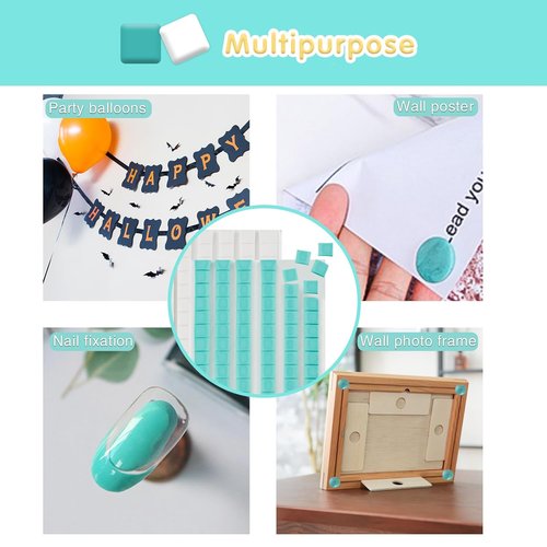Hitsuki Adhesive Poster Putty - Reusable & Removable Wall Mounting Tack for Pictures | 192 Pcs, Light Blue & White