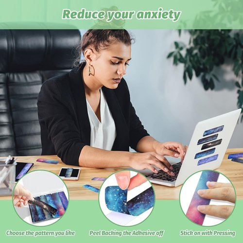 Skiennix 72-Piece Anxiety Sensory Stickers Set - Calming Fidget Strips with Storage Box | Galaxy Design