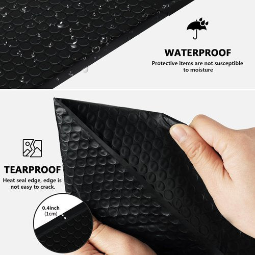 skardeco 4x8 Inch Black Bubble Mailers 40 Pack Self-Seal Poly Padded Envelopes Suitable for Small Businesses to Package and Mail Jewelry Cosmetics, Electronic Products, Cards (Black, 4 x 8-40)