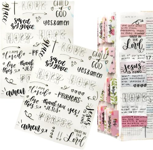 Clear Bible Journaling Stickers - 312 PCS Transparent Scripture & Faith Stickers for Prayer Journals